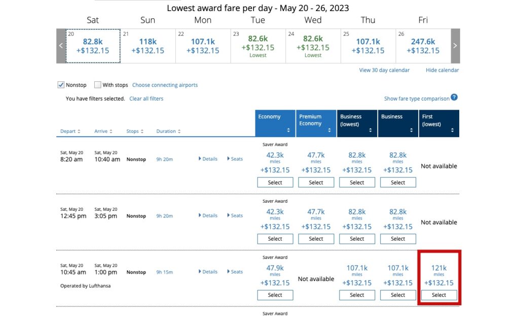 United Award Devaluation: so far Lufthansa First Class awards haven't increased