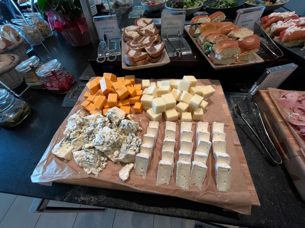 Cheese platter and sandwiches, British Airways Lounge SFO