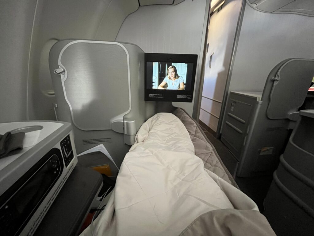 Iberia Business Class Bed, Seat 1C