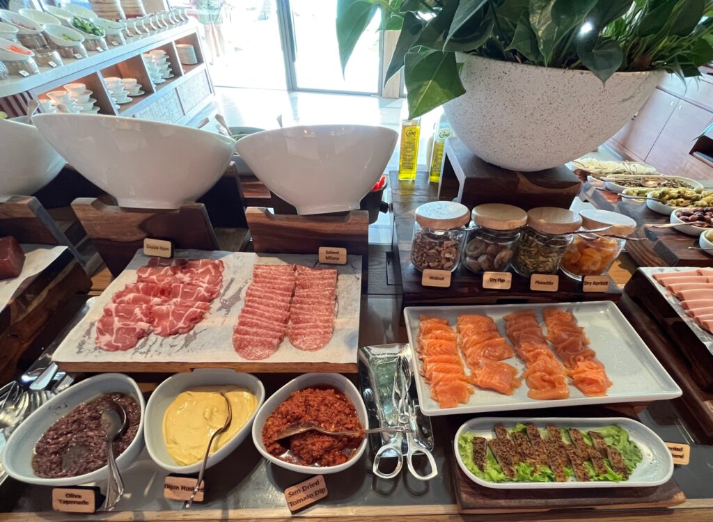 Smoked Salmon and Cold Cuts at Breakfast Buffet at La Locanda, Ritz-Carlton Maldives