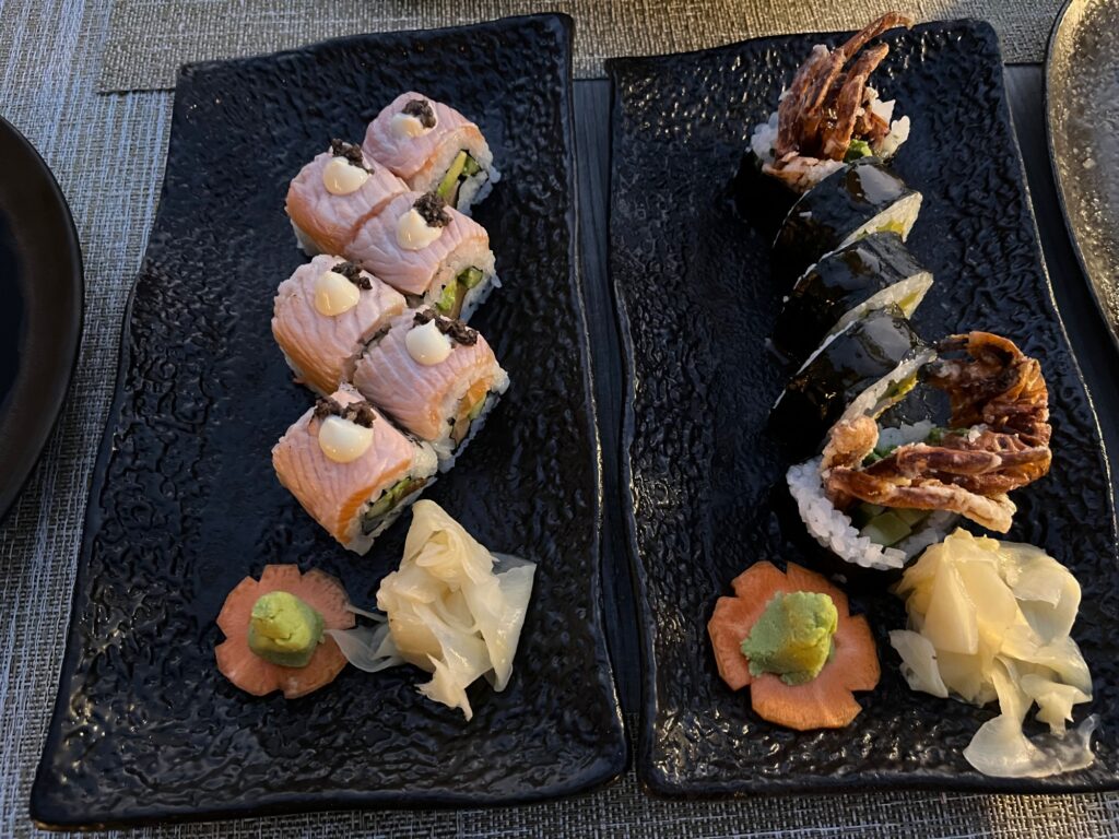 Sushi Rolls at Eau Bar, Ritz-Carlton Maldives Review