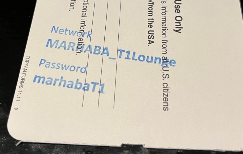 WiFi Password at Marhaba Lounge in Terminal 1, Singapore Airport