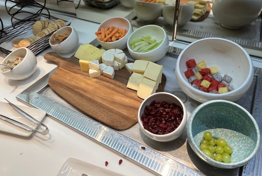 Cheese and Fruit at Marhaba Lounge in Terminal 1, Singapore Airport