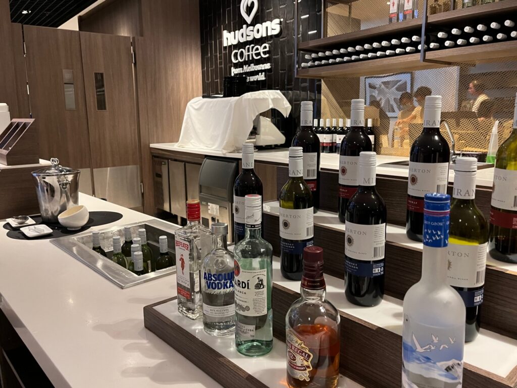 Alcohol and Wines at Marhaba Lounge in Terminal 1, Singapore Airport
