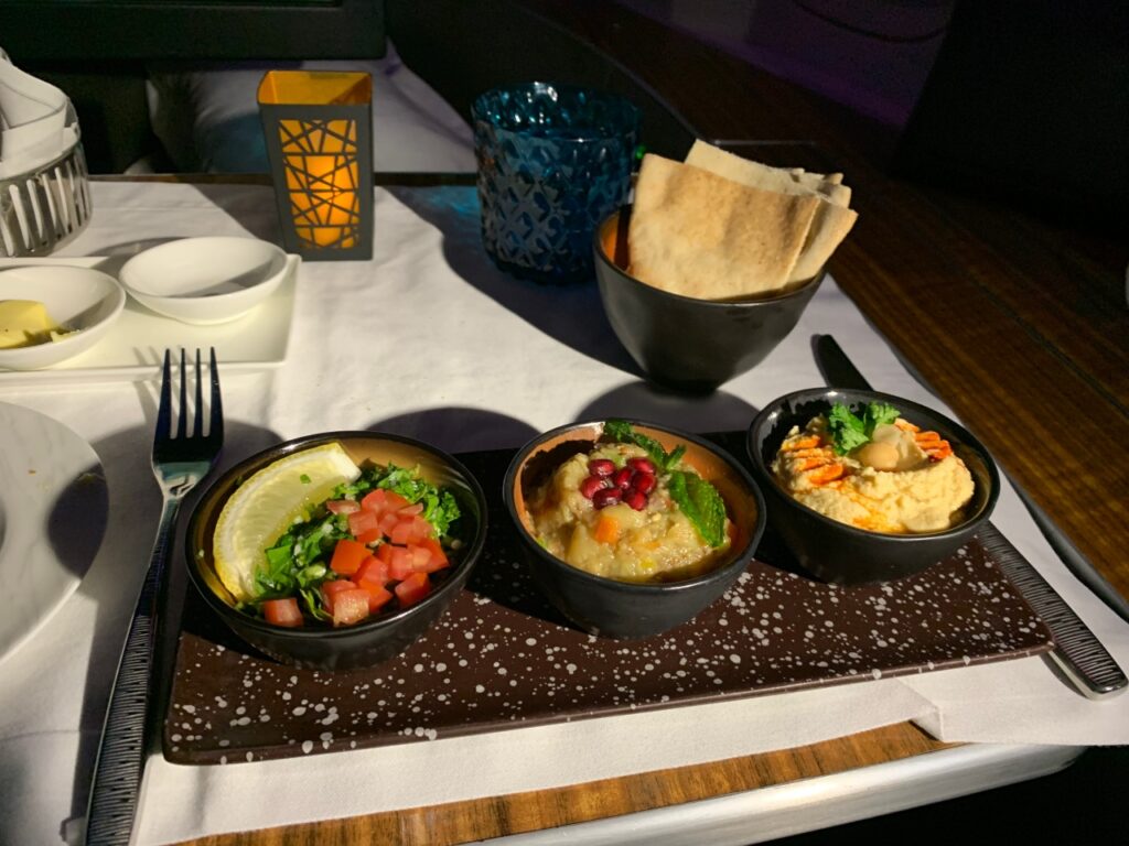 Arabic Mezze Appetizer, Qatar First Class Review by TravelSort