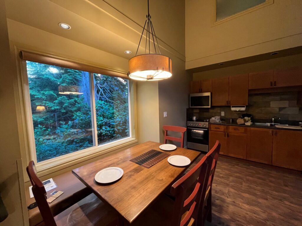 Rainforest Cottage Kitchen and Dining Table, Long Beach Lodge Tofino