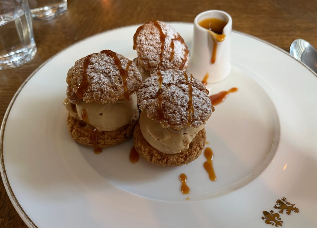 Hazelnut Profiteroles Dessert, Brasserie Prince Dinner Review, The Balmoral