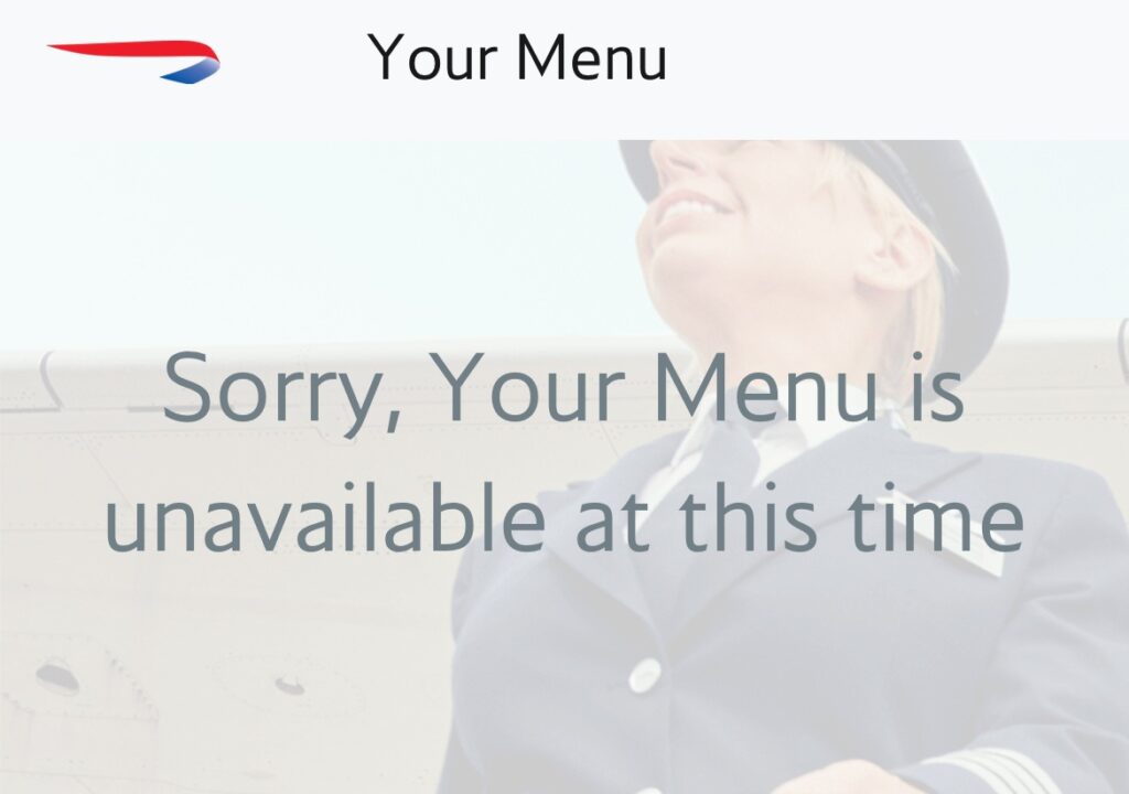 British Airways SFO Lounge Menu not available to JAL Business Class passengers.