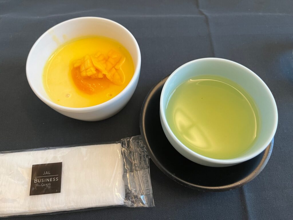 Japan Airlines 787-9 Business Class Japanese Dessert and Tea