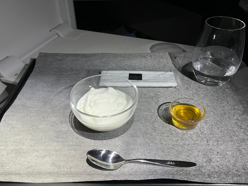 Japan Airlines 787-9 Business Class Yogurt with Honey