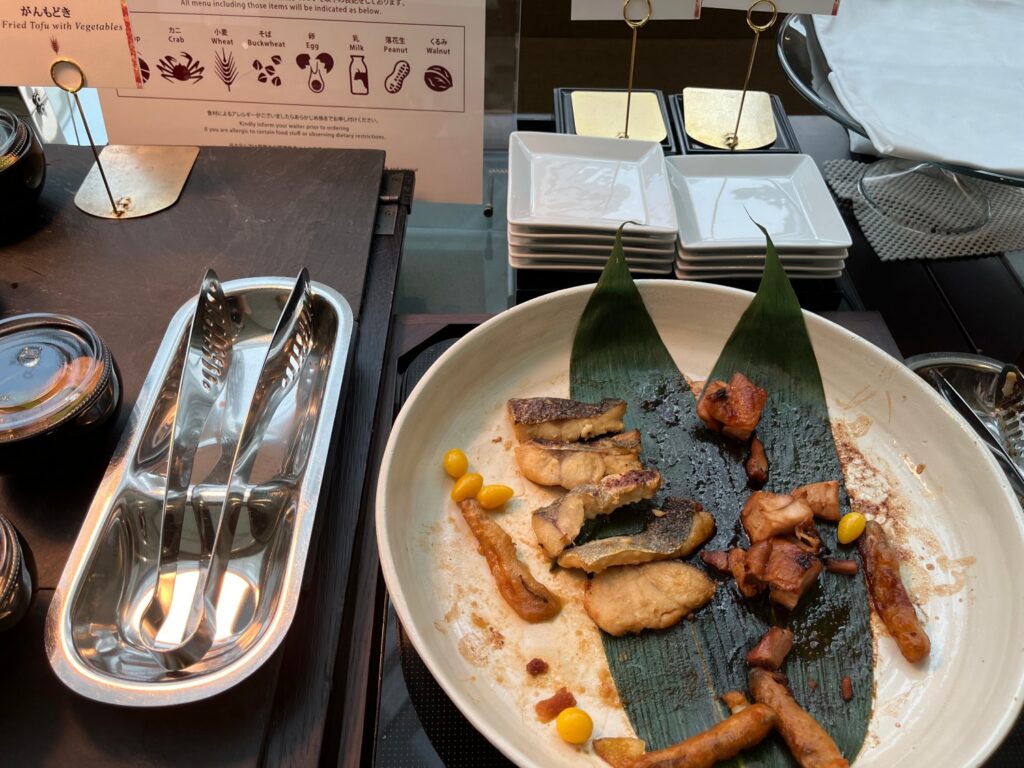 Tokyo Station Hotel Japanese Breakfast Buffet Allergy Icons and Fish