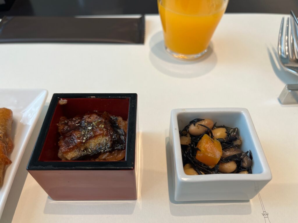 Tokyo Station Hotel Japanese Breakfast: Unagi on Rice, Hijiki Seaweed Salad