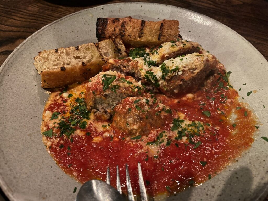 Pork and Beef Meatballs with Tomato Sauce, Seven Hills, San Francisco Restaurant Review