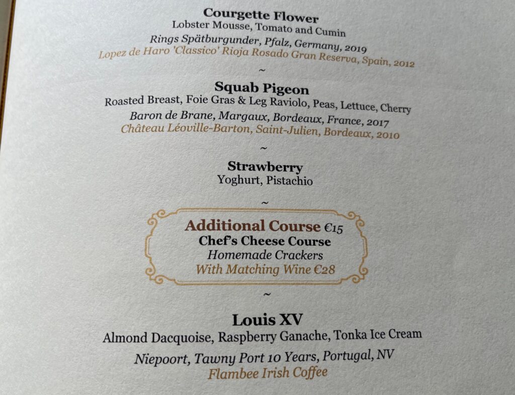 Ballyfin Restaurant Tasting Menu 
