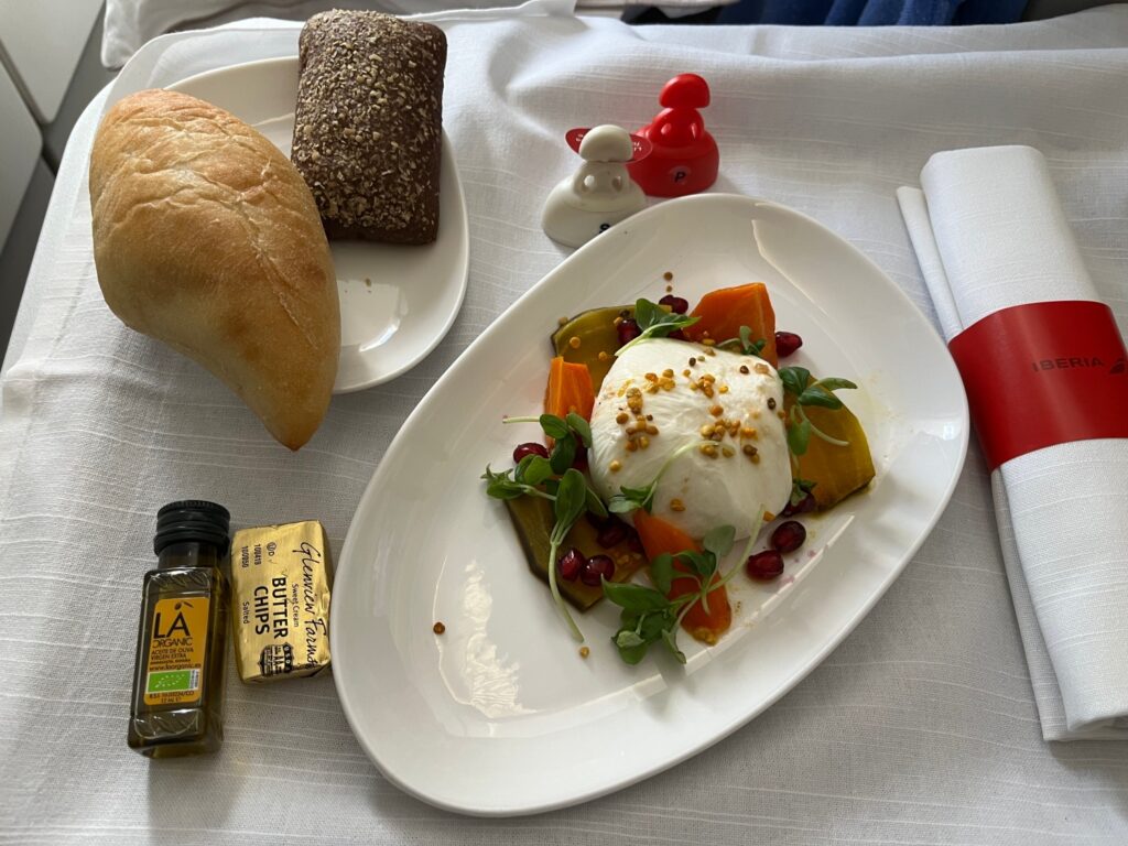 Burrata Appetizer, Iberia Business Class Review