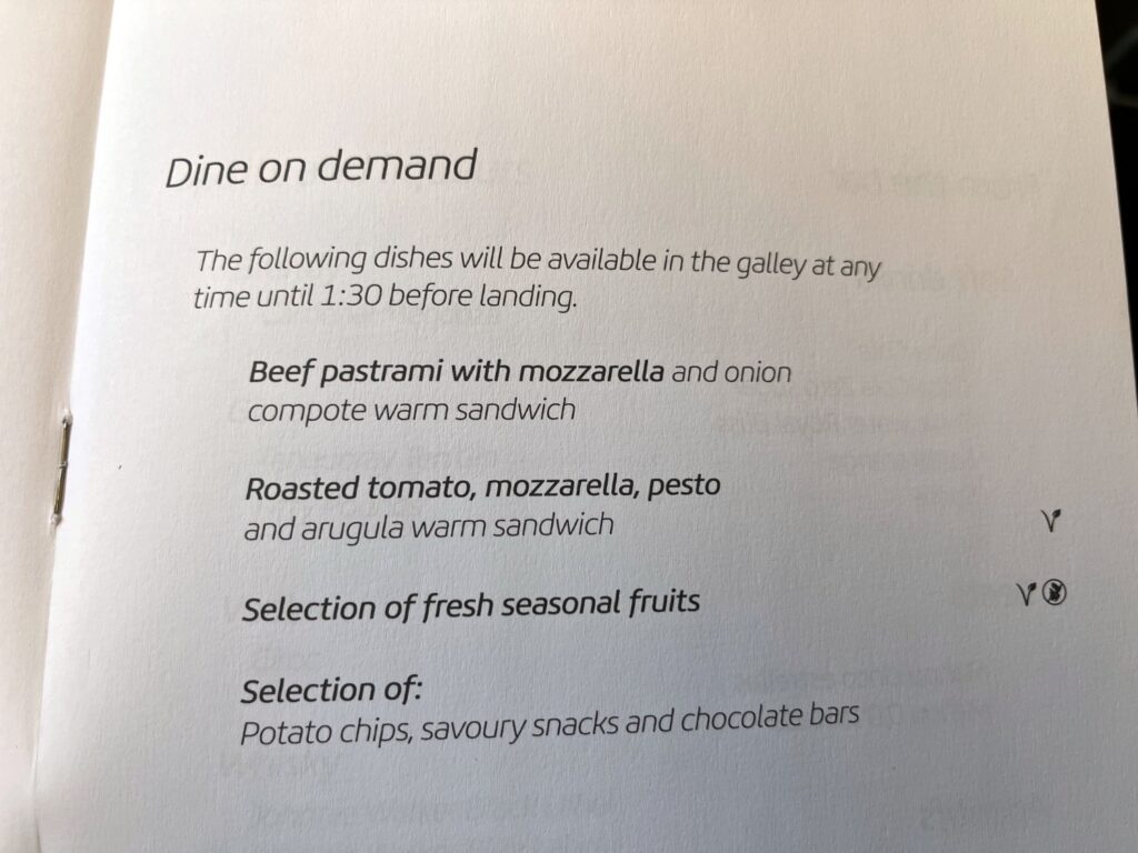Iberia Business Class Menu Dine on Demand