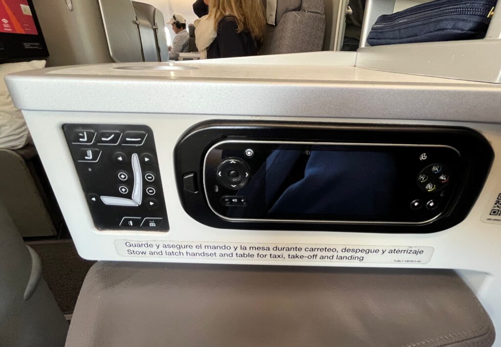 Iberia Business Class Seat Controls, A330