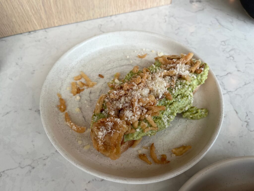 Pea Pesto Crostini, Sapphire Lounge Boston Review
