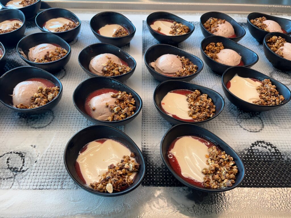 Strawberry Custard with Nut-Free Granola, Sapphire Lounge Boston Review