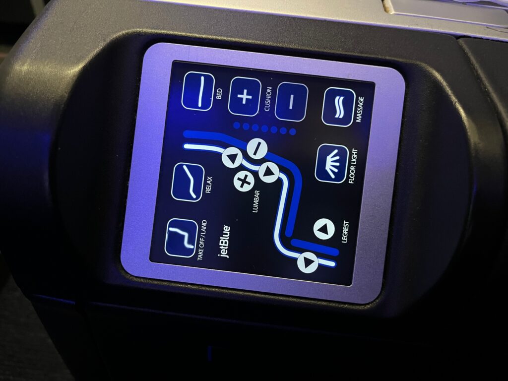 JetBlue Mint Seat Controls