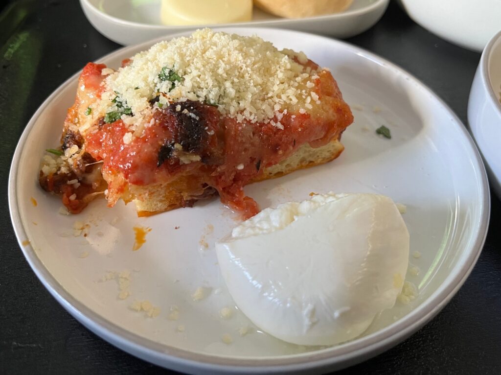 Sicilian Square with Burrata, JetBlue Mint