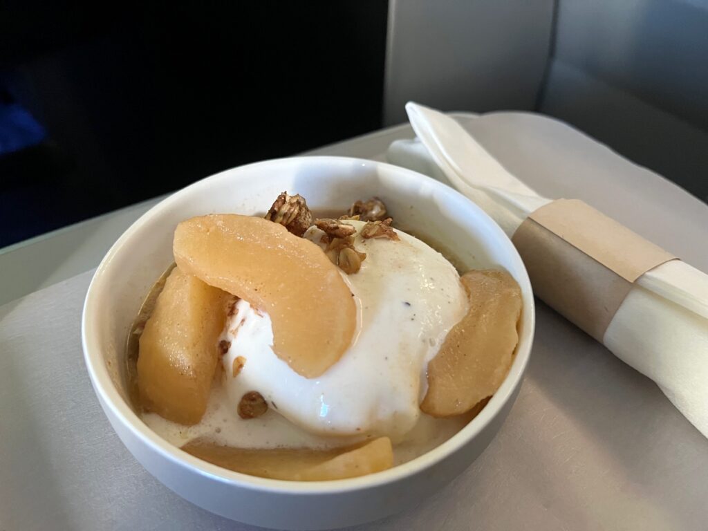 Vanilla Gelato with Apples Dessert, JetBlue Mint