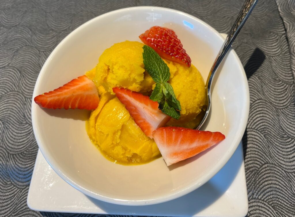 Mango sorbet, Restaurant ANZU brunch review, San Francisco