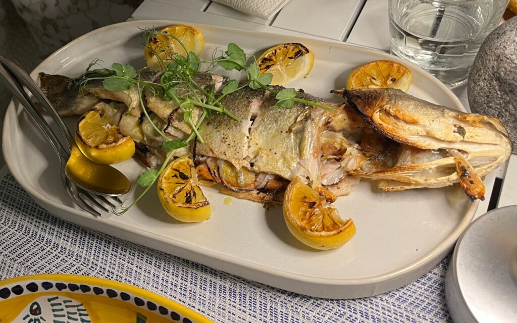 Whole Roasted Branzino, Vita Restaurant Review, Rock House, Turks and Caicos