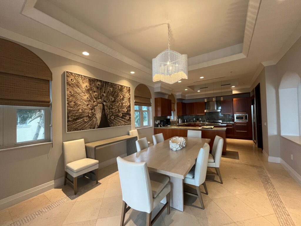 Four Bedroom Premier Residence Dining Room and Kitchen, Grace Bay Club Review, Turks and Caicos