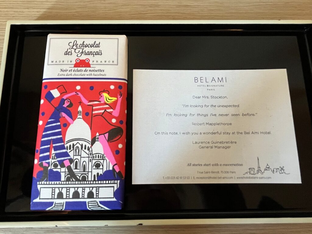 Chocolate Bar Welcome Amenity, Hotel Bel Ami, Paris 