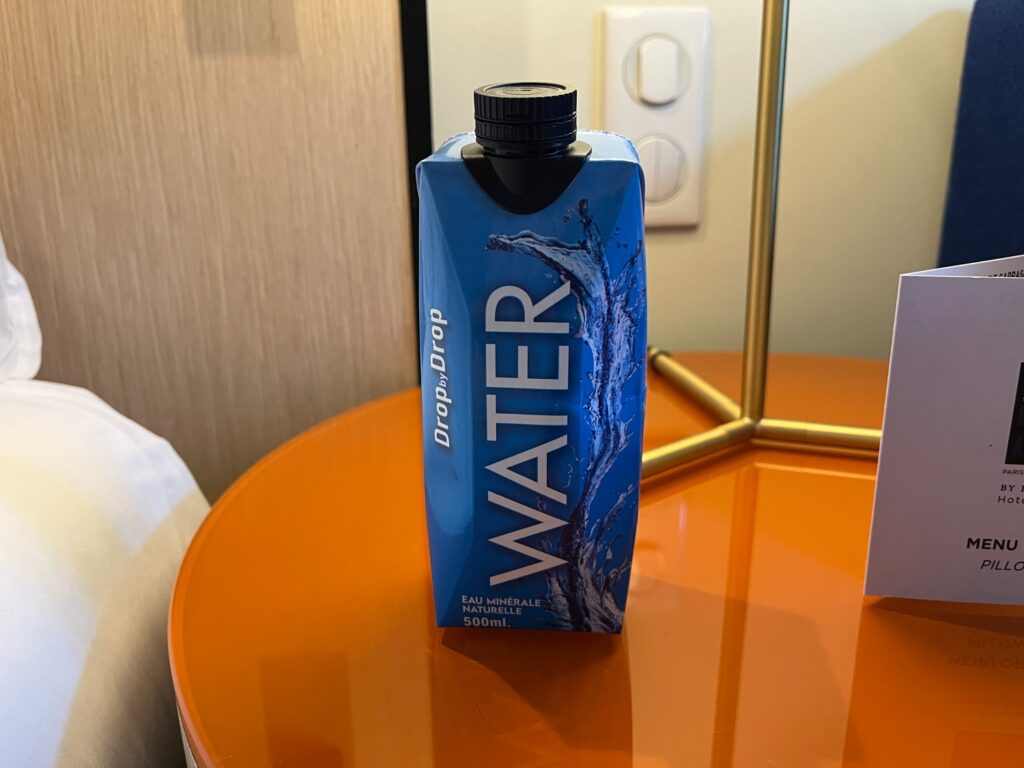 Complimentary Boxed Water, Hotel Bel Ami, Paris Review
