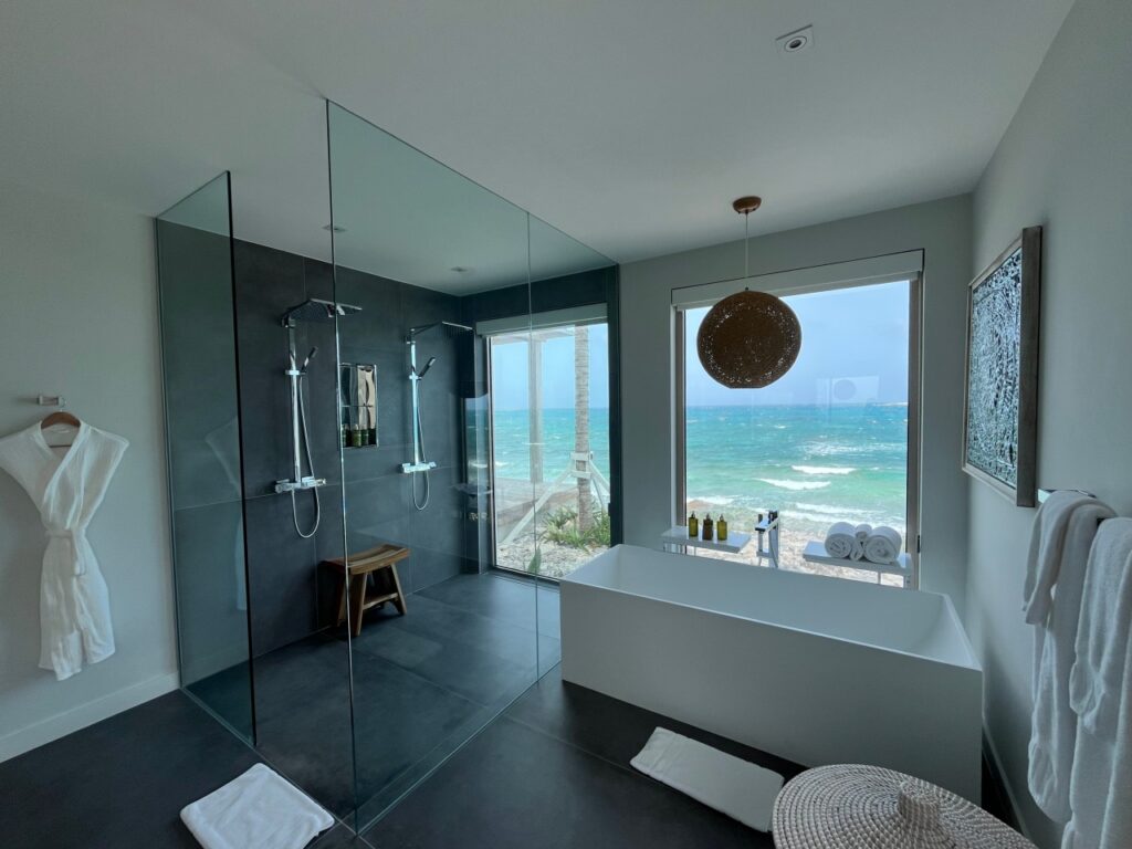 Oceanfront Bungalow Bathroom, Dream Estate, Ambergris Cay, Turks & Caicos