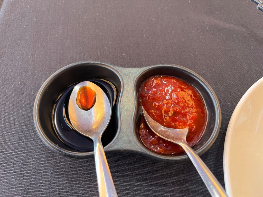 Soy Sauce and Chili Garlic Sauce, Harborview Restaurant, San Francisco