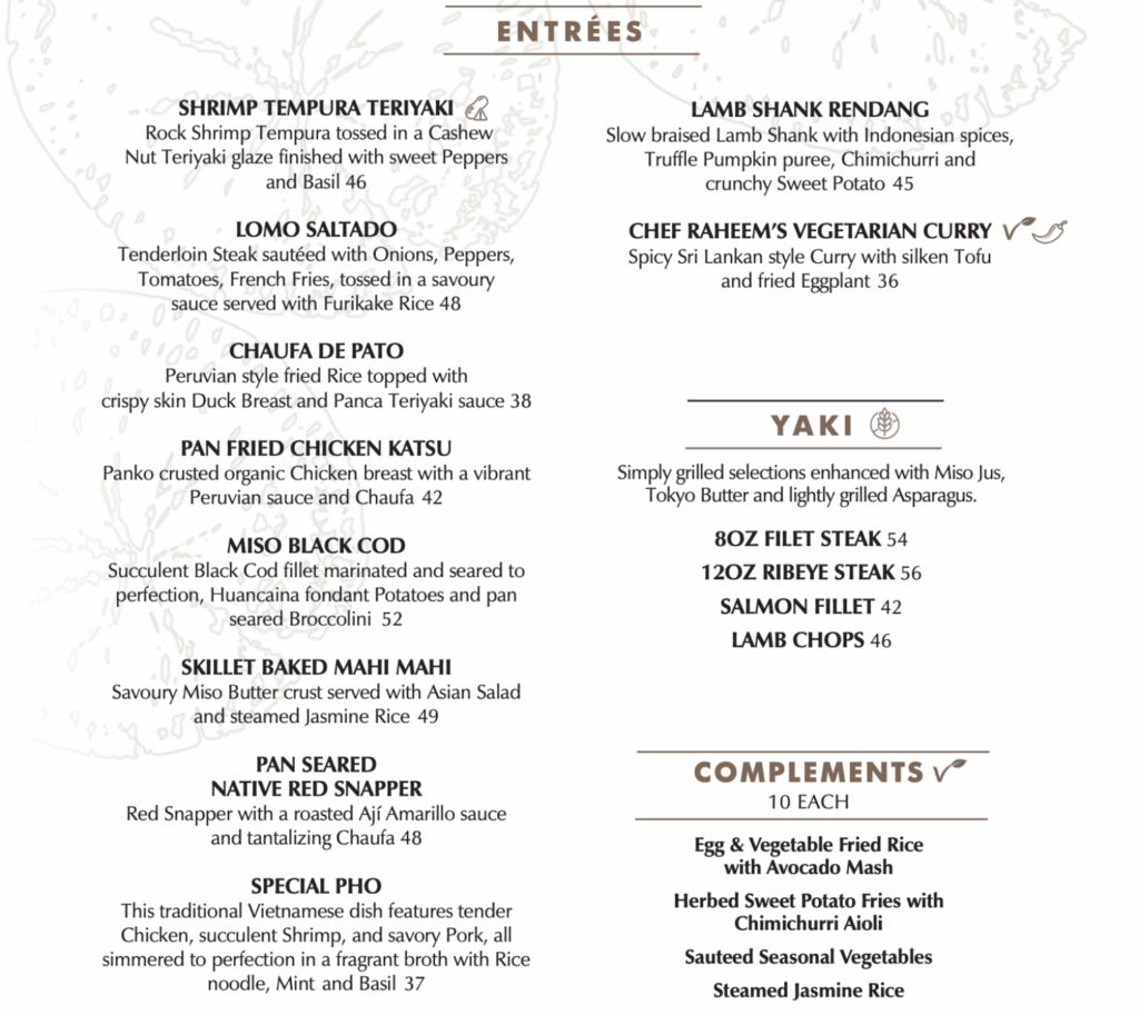 Sui-Ren Restaurant Menu, Shore Club, Turks and Caicos