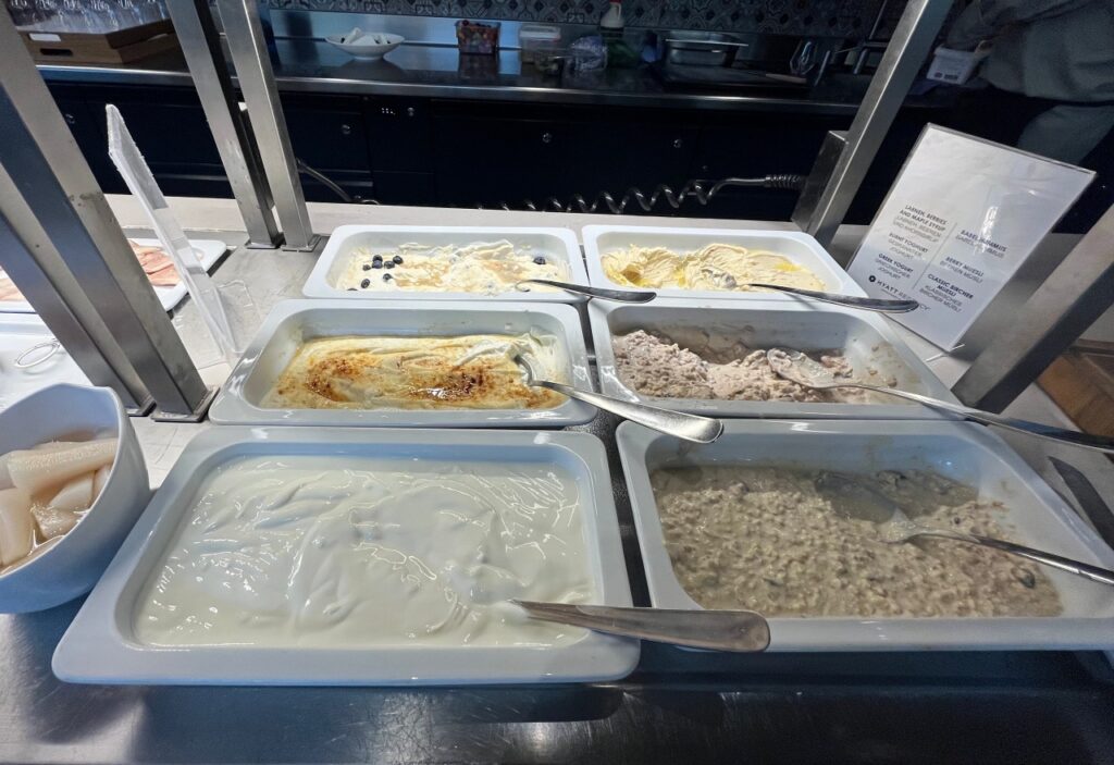 Breakfast Buffet Yogurt and Bircher Muesli, Hyatt Regency Zurich Airport The Circle Review
