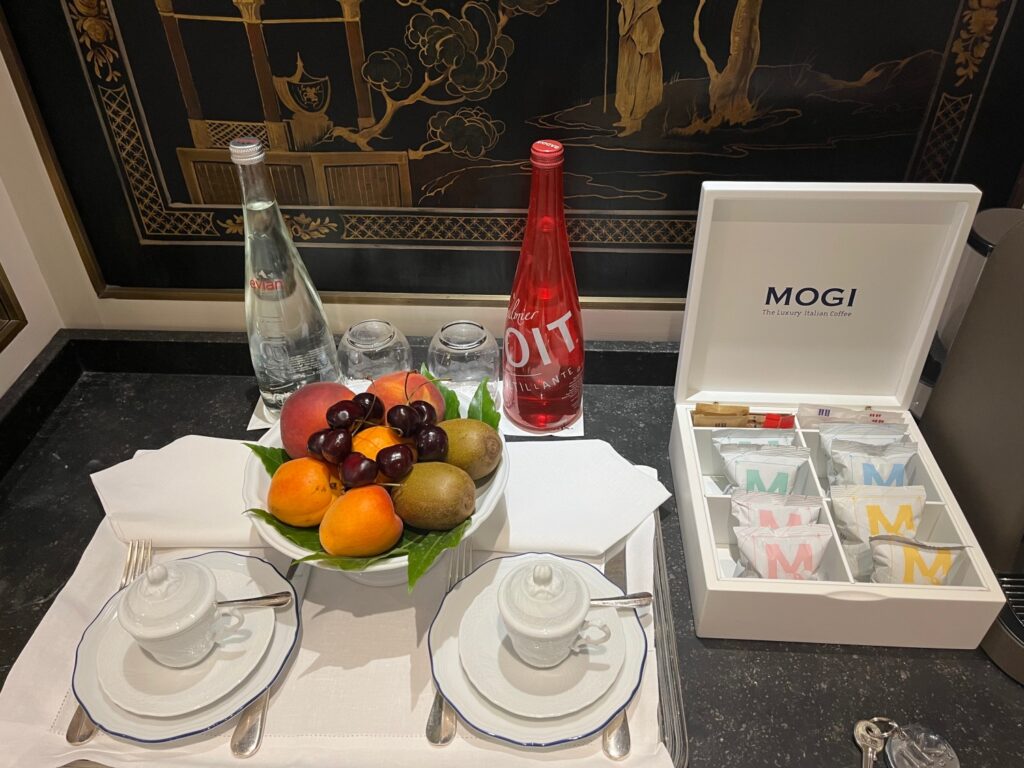 Fresh Fruit and Evian Mineral Water, JK Place Paris Review