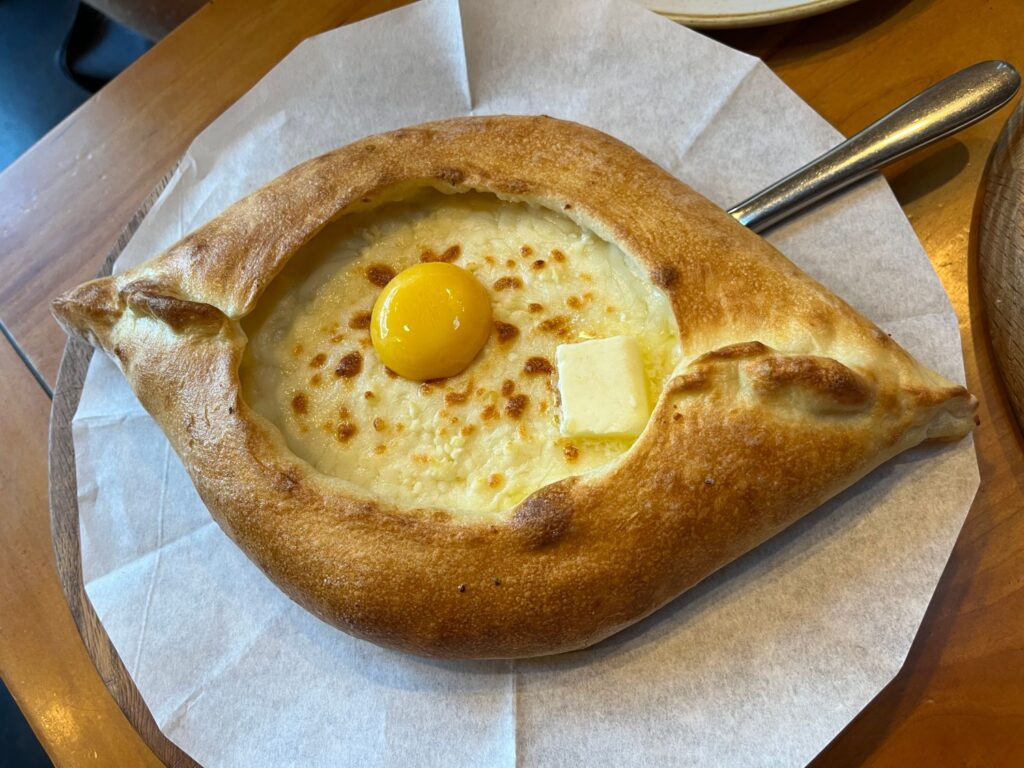 Khachapuri Adjaruli, Bevri Georgian Restaurant, Palo Alto