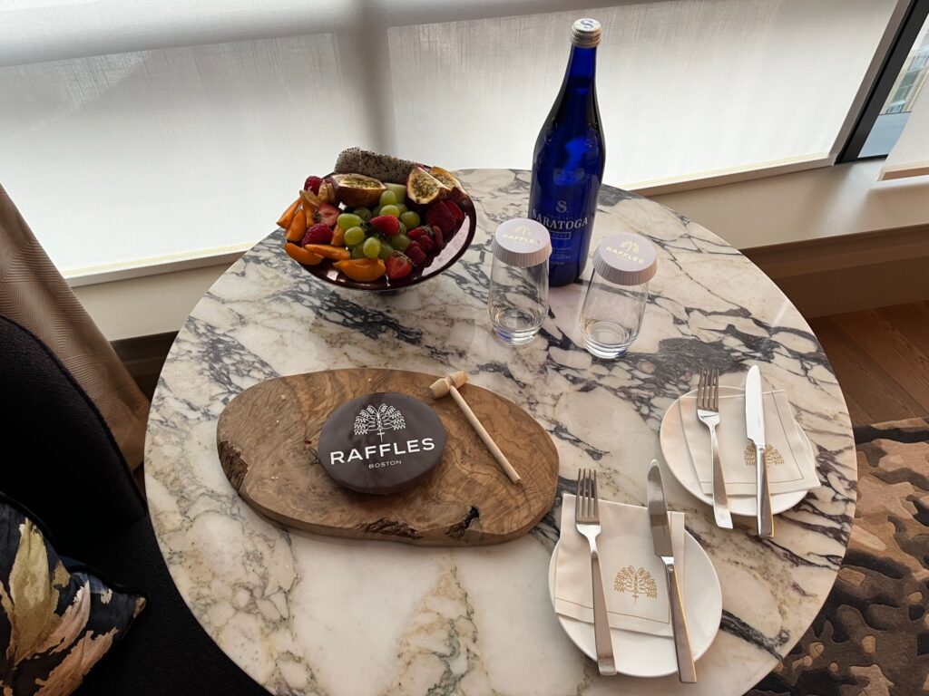 Welcome Amenities, Raffles Boston Review